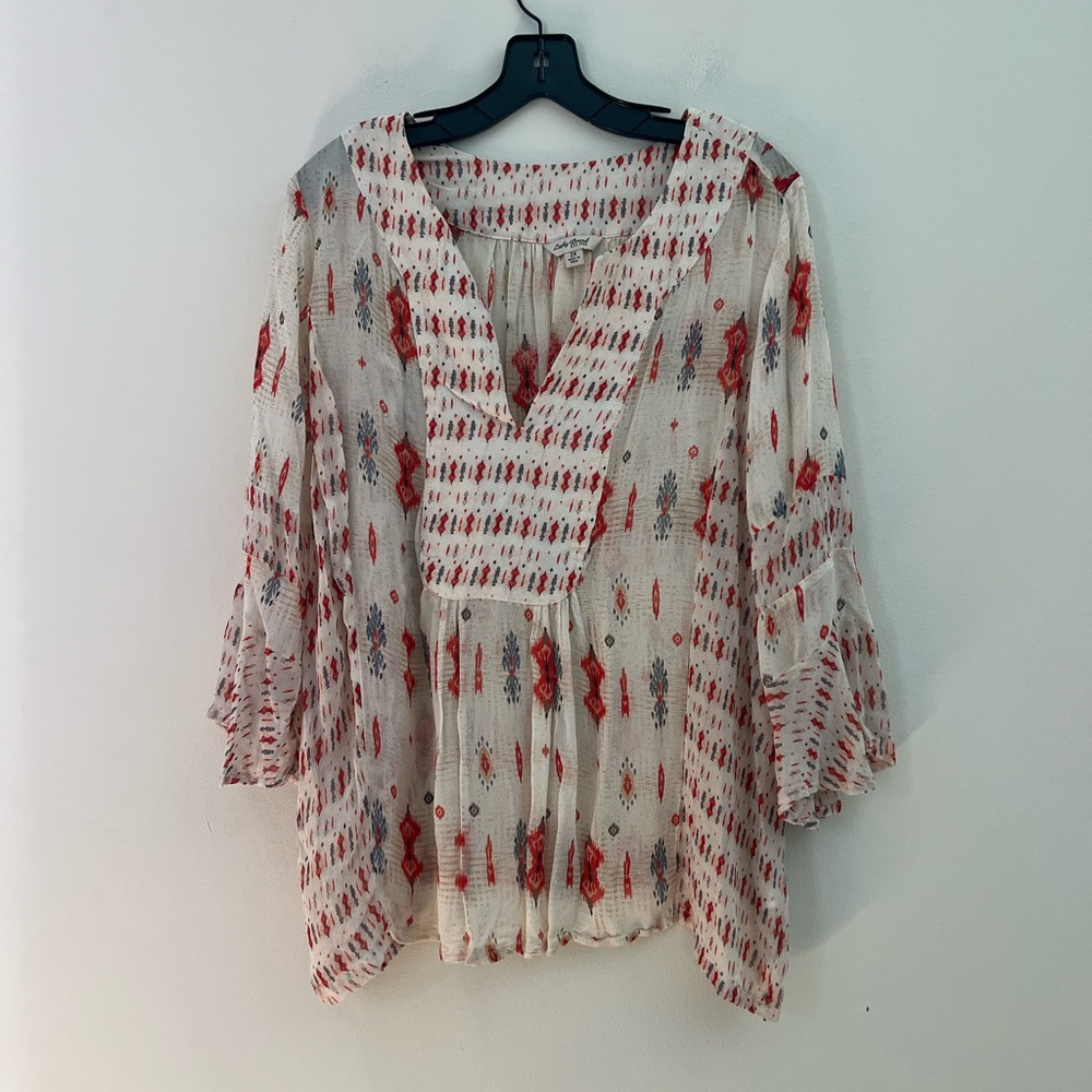 Lucky Brand woman’s Mix print boho top blouse - Picture 4 of 12